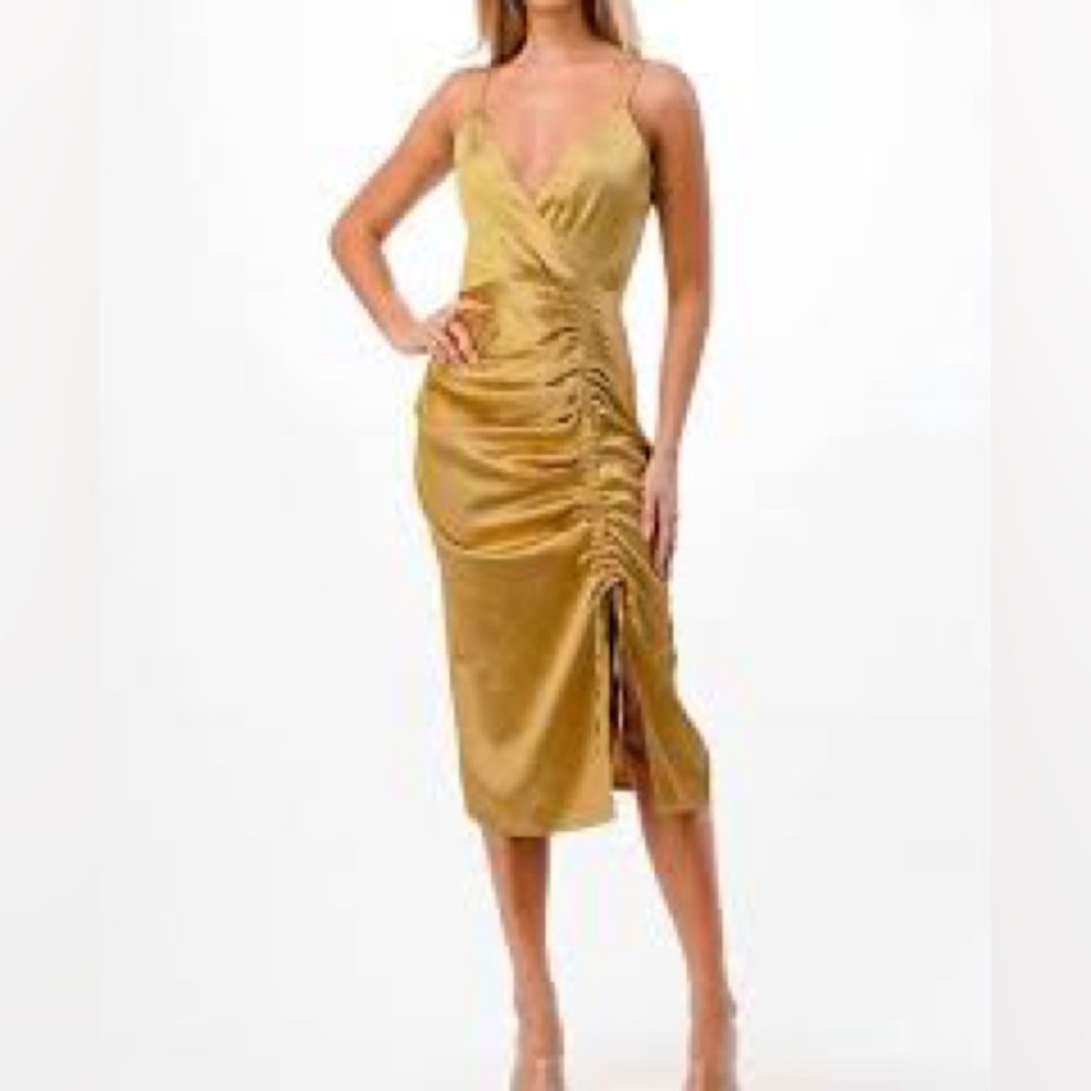 NWT Dance And Marvel Gold Midi Dress Size S